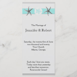 Aqua and Grey Band Starfish Wedding Program