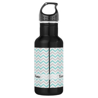 Aqua and grey chevron pattern 532 ml water bottle