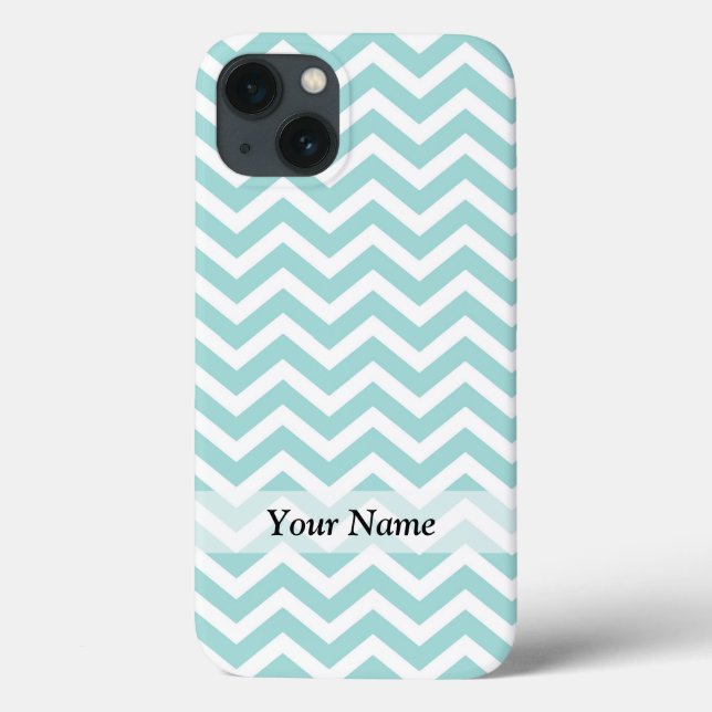 Aqua and grey chevron pattern Case-Mate iPhone case (Back)