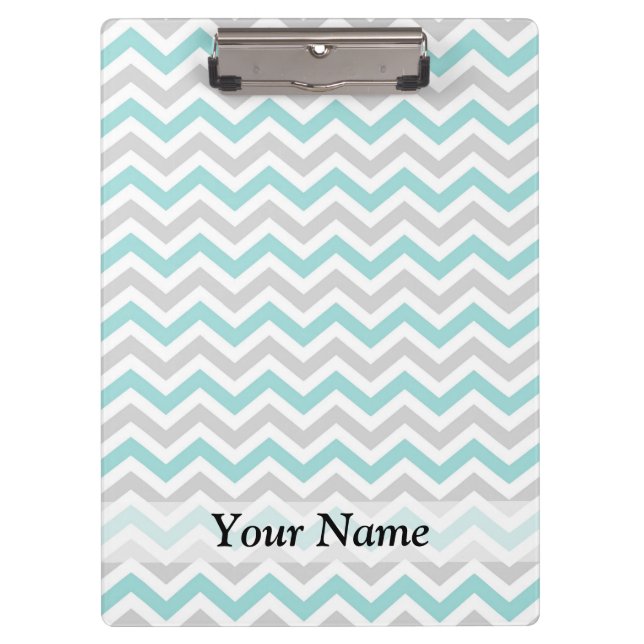 Aqua and grey chevron pattern clipboard (Front)