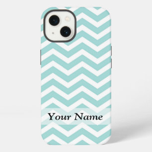 Aqua and grey chevron pattern iPhone case