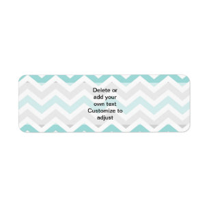 Aqua and grey chevron pattern return address label