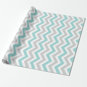 Aqua and grey chevron pattern wrapping paper