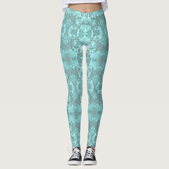 Aqua and grey leggings (Front)