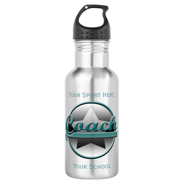 Aqua and Grey Star Coach Liberty Bottle (Front)