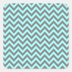 Aqua and Grey Zigzag 2 Square Sticker