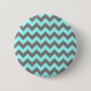 Aqua and Grey Zigzag 6 Cm Round Badge
