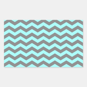 Aqua and Grey Zigzag Rectangular Sticker