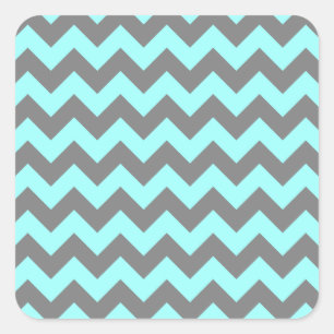 Aqua and Grey Zigzag Square Sticker