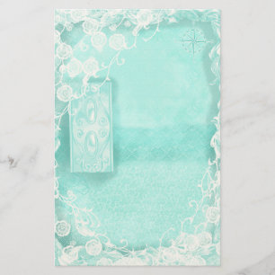 Aqua and Lace Junk Journal Stationery