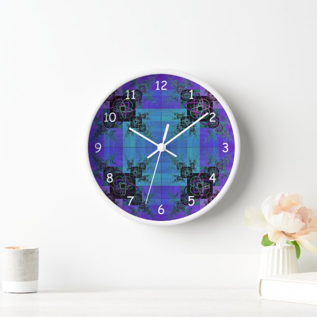 Aqua and Lilac Fractal Joy Clock (Home)