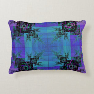 Aqua and Lilac Fractal Joy Pillow
