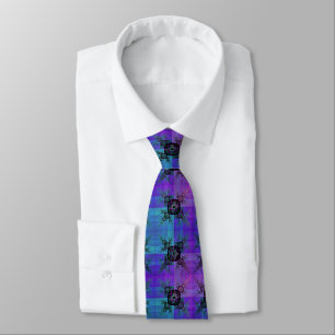 Aqua and Lilac Fractal Joy Tie