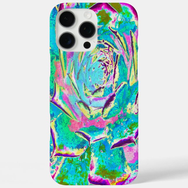 Aqua and Magenta Succulent Sedum Rosette Case-Mate iPhone Case (Back)