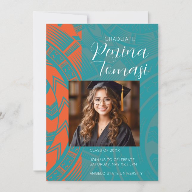 Aqua and Orange Invitation (Front)