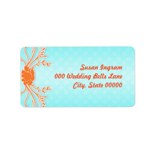 Aqua and Orange Summer Wedding Address Labels