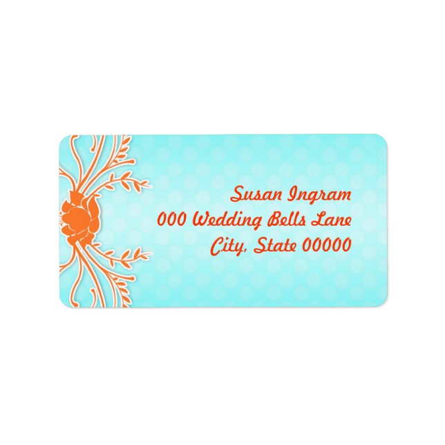 Aqua and Orange Summer Wedding Address Labels (Front)