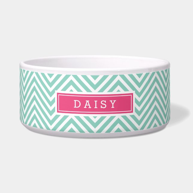 Aqua and Pink Chevron Monogram (Front)