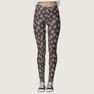 Aqua and Pink Watercolor Virus Leggings