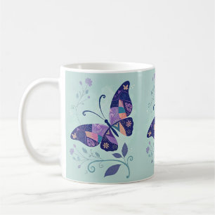 Aqua and Purple Butterfly Coffee Mug