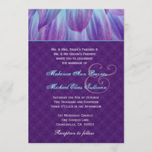 Aqua and Purple Dahlia Flower Wedding S721 Invitation
