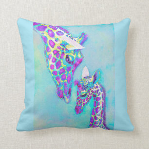 aqua and purple giraffe pillow