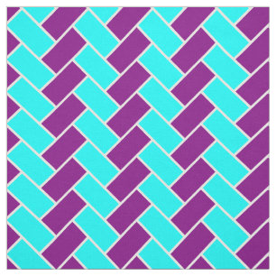 Aqua and Purple Herringbone Fabric