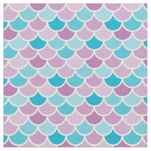 Aqua and Purple Mermaid Scales Pattern Fabric