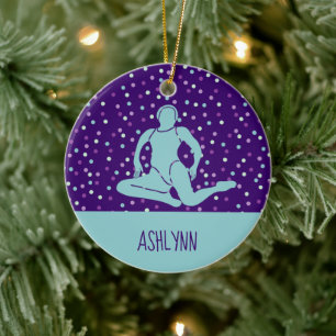 Aqua and Purple Synchronised Swimming Personalised Ceramic Ornament