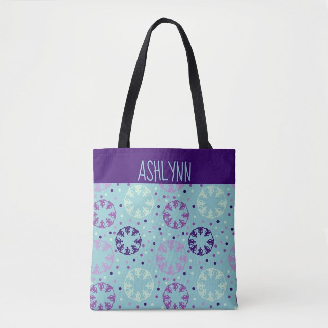 Aqua and Purple Synchronised Swimming Personalised Tote Bag (Front)