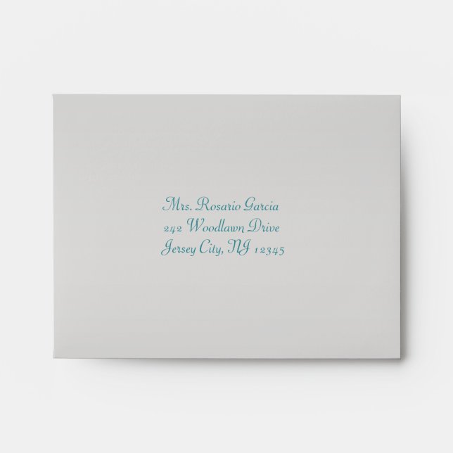 Aqua and Silver Envelope for RSVP Cards (Front)