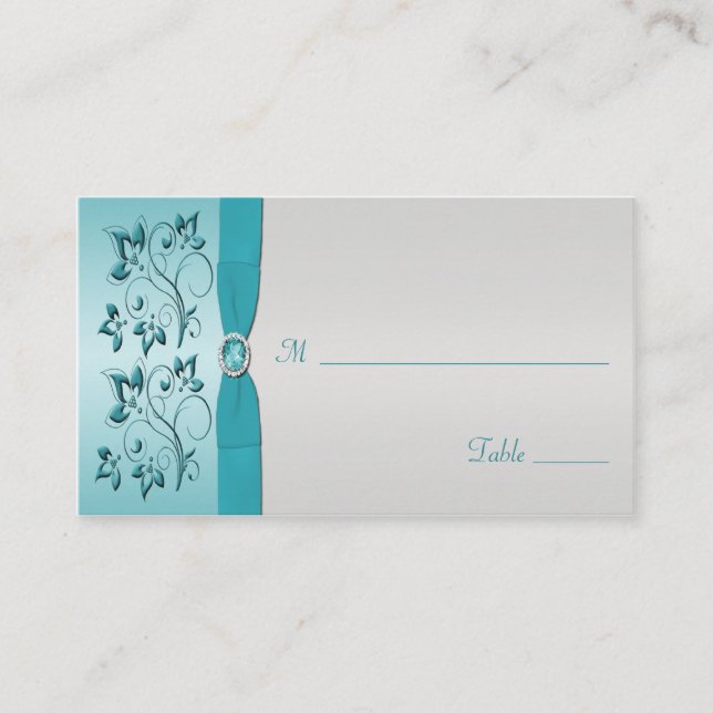 Aqua and Silver Placecards (Front)