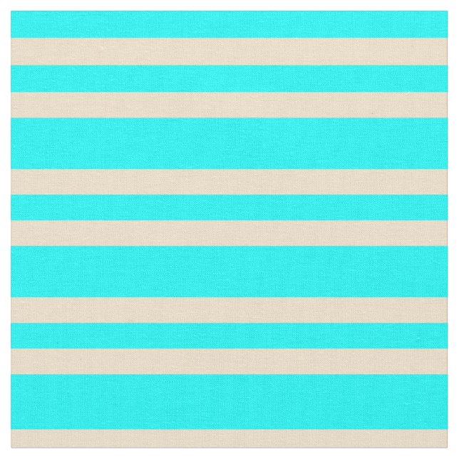 Aqua and Tan Colored Stripes Pattern Fabric (Close Up)