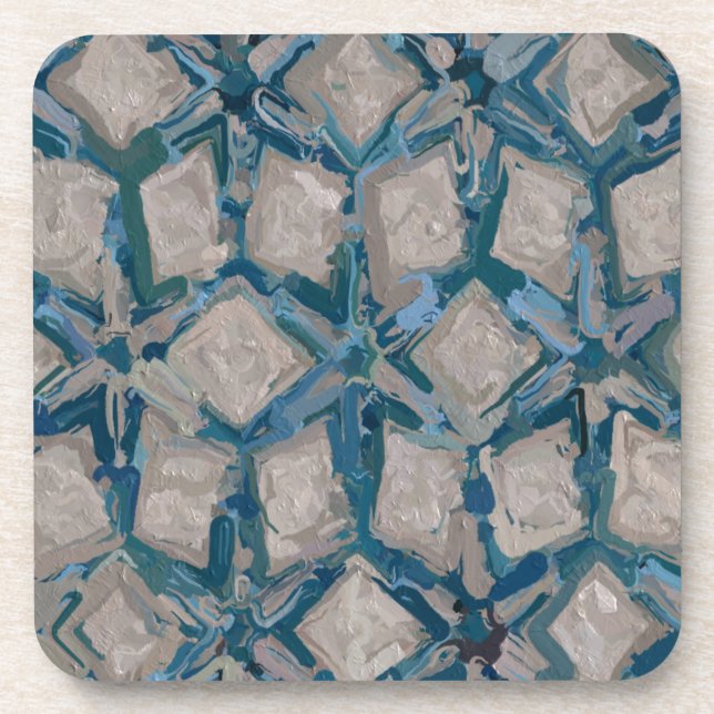 Aqua and Taupe Glaze #8295 Coaster (Front)