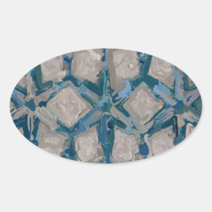 Aqua and Taupe Glaze #8295 Oval Sticker