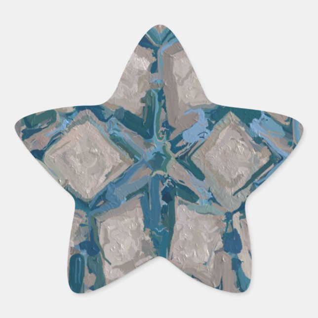 Aqua and Taupe Glaze #8295 Star Sticker (Front)