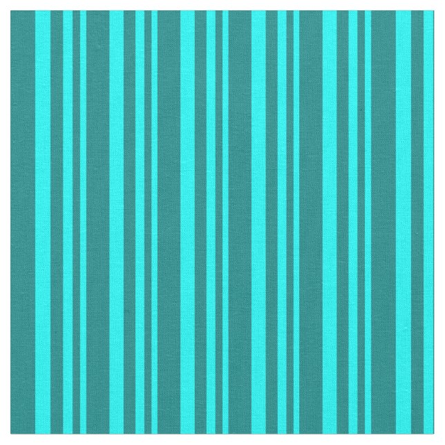 Aqua and Teal Coloured Striped/Lined Pattern Fabric (Close Up)