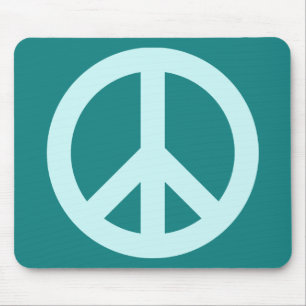 Aqua and Teal Peace Symbol Mouse Pad