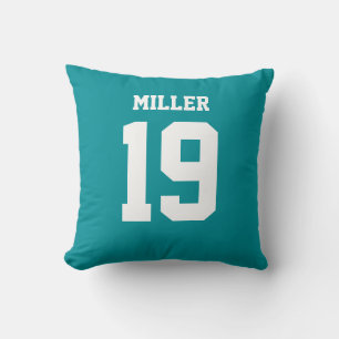 Aqua and White Double-Sided Sports Jersey Cushion