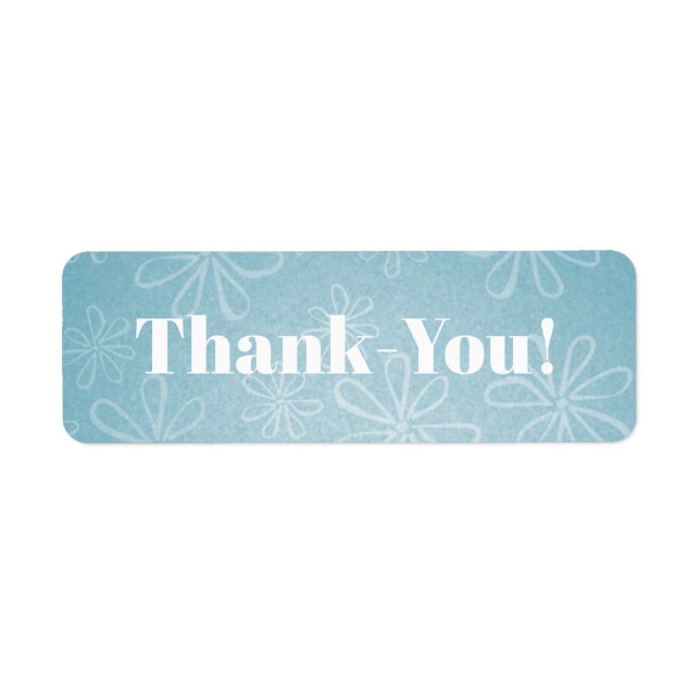 Aqua and White Flowers Thank-You! Sticker (Front)