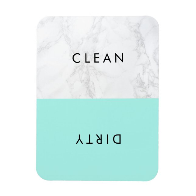 Aqua and White Marble Modern Typography Dishwasher Magnet (Vertical)