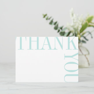 Aqua and White Modern Large Text Thank You Note Card