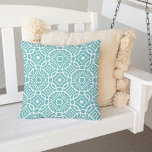 Aqua and White Modern Quatrefoil Pattern Outdoor Outdoor Cushion<br><div class="desc">Add a pop of colourful style to your outdoor decor this summer with our chic patterned throw pillow in breezy aqua. Design features a modern quatrefoil pattern in vibrant turquoise teal and white. Pattern repeats on reverse.</div>