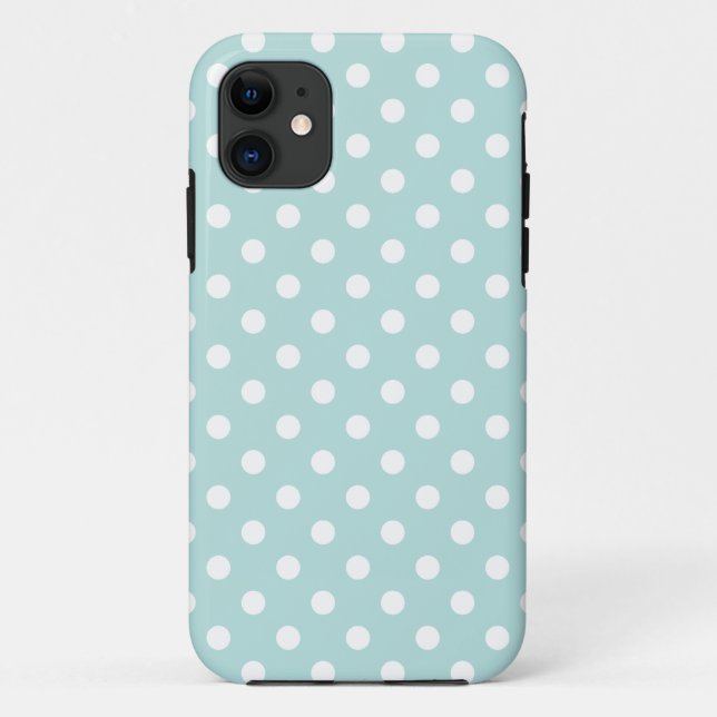 Aqua and White Polka Dot Pattern Case-Mate iPhone Case (Back)