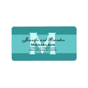 Aqua and White - Simple and Elegant Personalised Label
