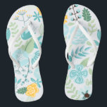 Aqua and Yellow Floral Thongs<br><div class="desc">Delicate and sweet floral illustration perfect for spring,  summer,  as well as for bride,  bridesmaids,  mother of the bride,  mother of the groom,  maid of honour,  flower girl gifts,  and more!</div>