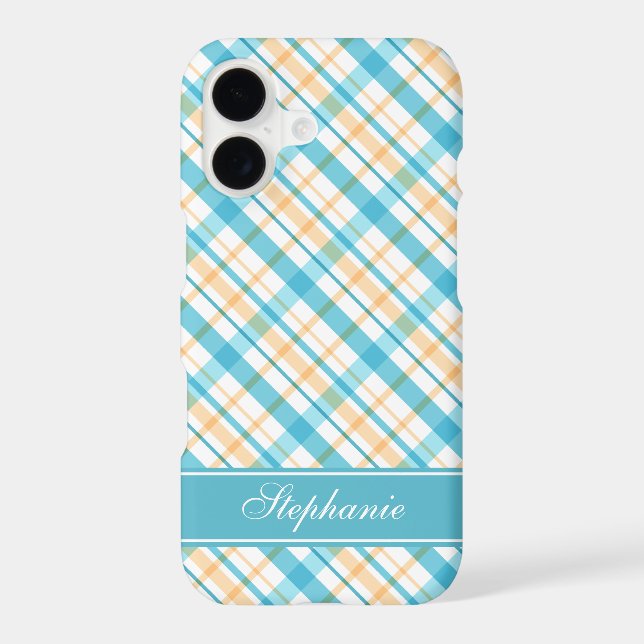 Aqua and Yellow Plaid Pattern (Back)