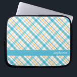 Aqua and Yellow Plaid Pattern Laptop Sleeve<br><div class="desc">Stylish and chic plaid pattern personalised design.</div>