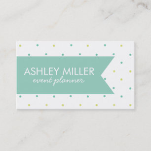 Aqua and Yellow Polka Dot Ribbon Business Card