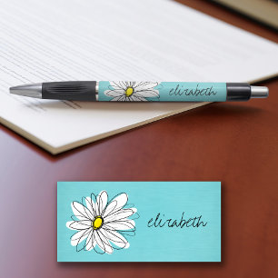 Aqua and Yellow Whimsical Daisy Custom Text